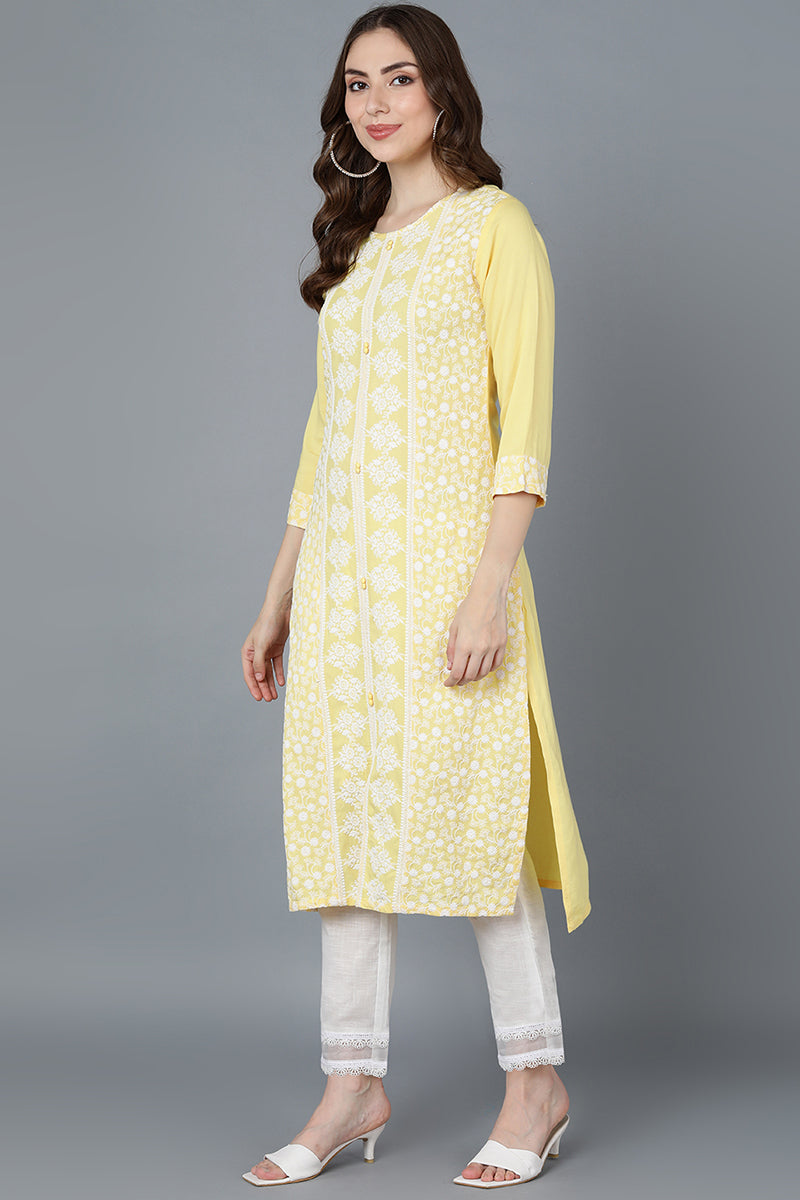 Classic Yellow Color Long Kurti For Girls - The Fine World – The Fineworld